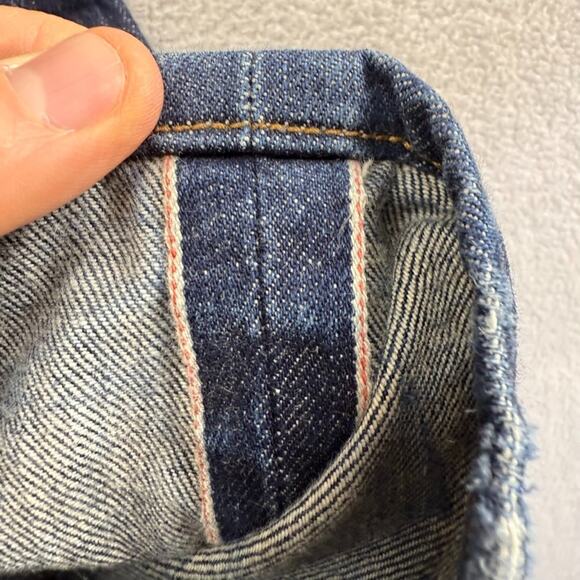 Under Two Flags Jeans Men's 30 Blue Selvedge Denim Dark Wash Whisker Button Fly - Picture 6 of 15